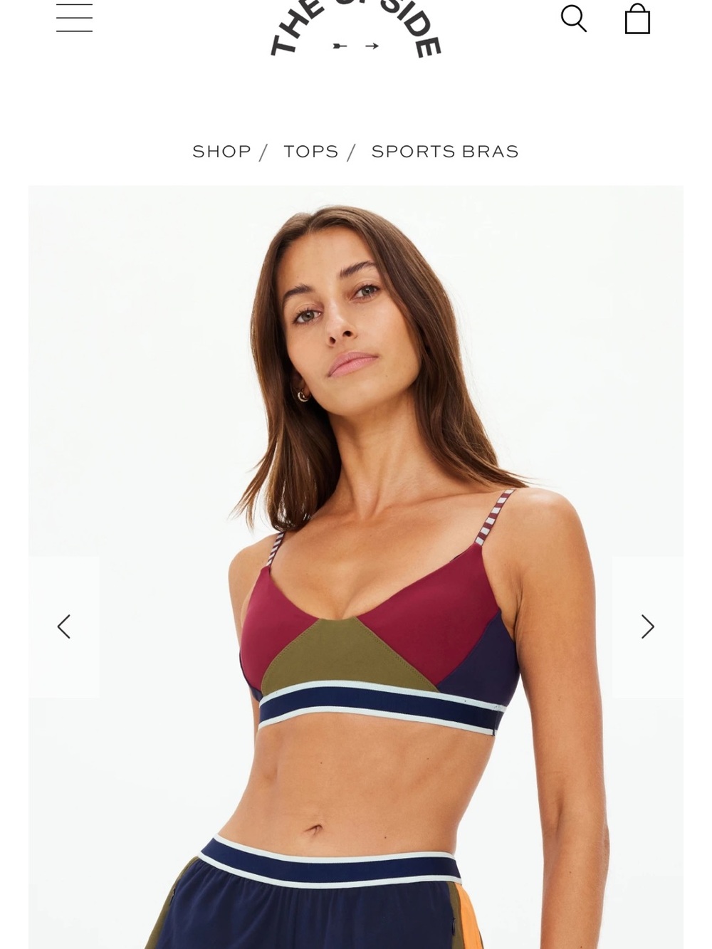 The Upside Colorblock Strappy Sports Bra in Burgundy, Olive & Navy